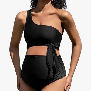 Stylish Black One-Shoulder Bikini Set